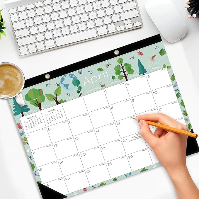 Ymumuda Desk Calendar 2026-2027 Wall Calendar 2 in 1, Monthly Desk Calendar 2026 from JAN.2026 to JUN.2027, 18-Month, Large 12"×17", Waterproof Cover, Hanging Rope, Home/office/School Planners