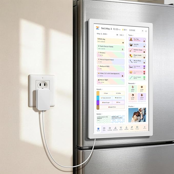 JSUSOU 21.5 Inch Smart Digital Calendar with FREE APP for Fridge & Wall Touch Screen, Magnetic Refrigerator Mount, Electronic Planner for Office Desk, Mothers Day Gifts for Wife, White