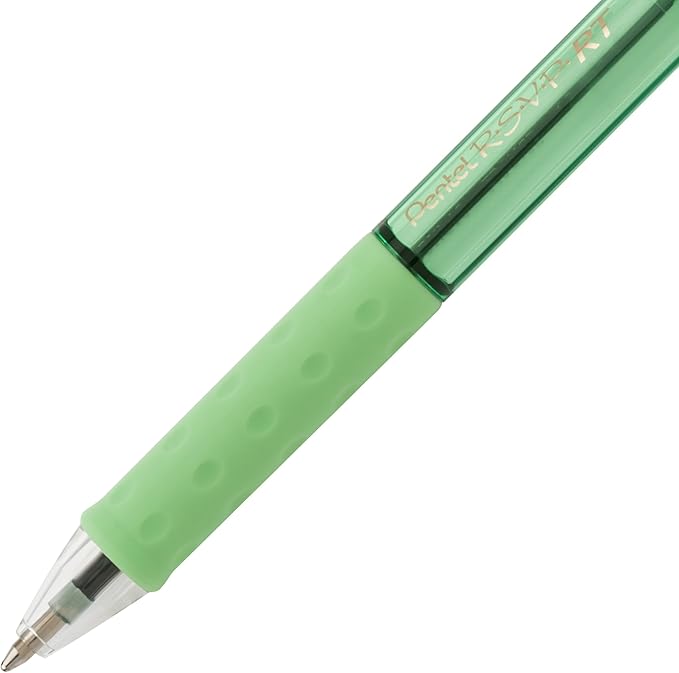 Pentel RSVP RT Pastel Barrel, Retractable Ballpoint Pen, (1.0mm) Med, Assorted Ink (6-Pk)