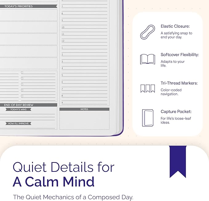 Panda Planner Pro A4 Daily Planner 2026 – 6 Month Undated Planner with Hourly Schedule, Large 8.5x11 Layout, To Do List, Daily Journal, Goal Planner, Habit Tracker & Gratitude Organizer for Home/Office – Purple