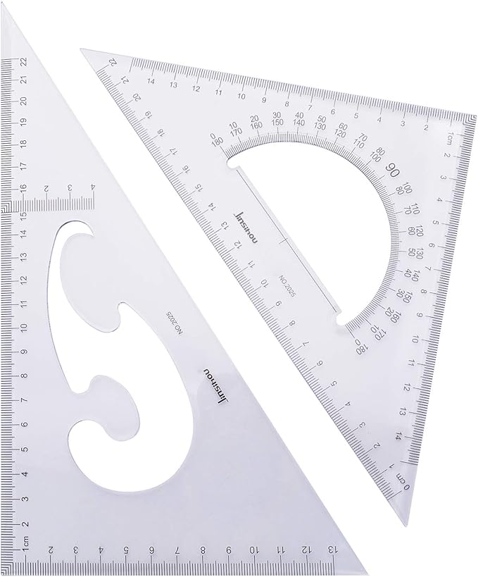 BronaGrand Large Triangle Ruler Square Set, 30/60 and 45/90 Degrees, Set of 2