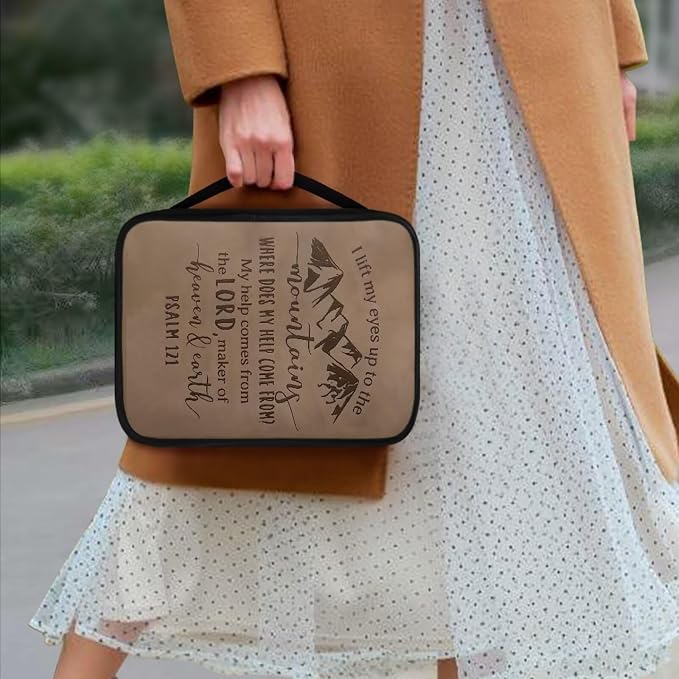 Psalm Mountains Print Bible Case Covers for Men Women,Bible Bag with Handle Study Supplies Accessories