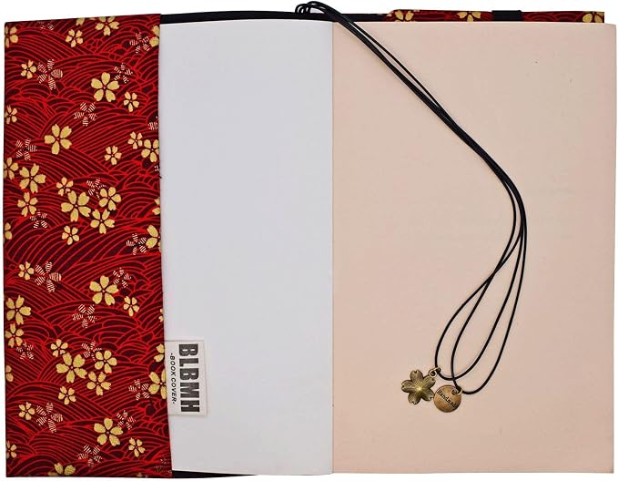 BLBMH 6x9 Bible Book Cover for Women, Non-Stretch Fabric Protector for Paperback, Soft Cloth Sleeve with Bookmark for Journals Notebooks | Privacy Reading Gift - Red Sakura