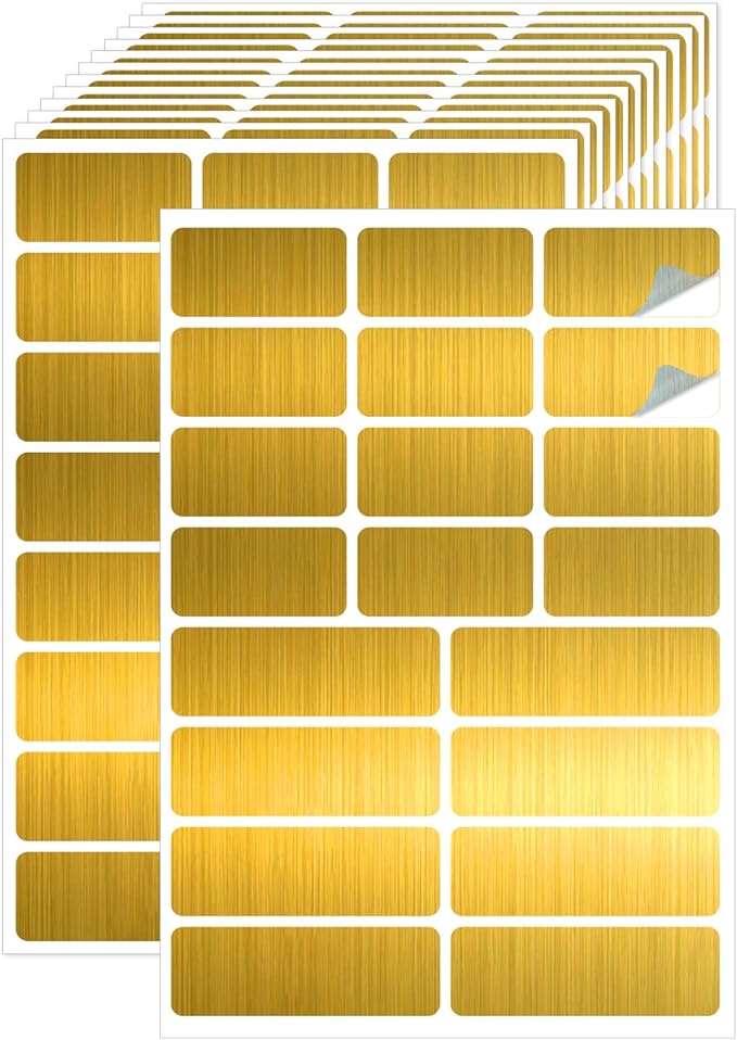 Gold Label Stickers Removable Writable Gift Labels, Matte-Self Adhesive Gold Labels Stickers for Essential Oil Bottle, Jars, Food Storage or Gift Decoration (2 Size, 300 Sheet)
