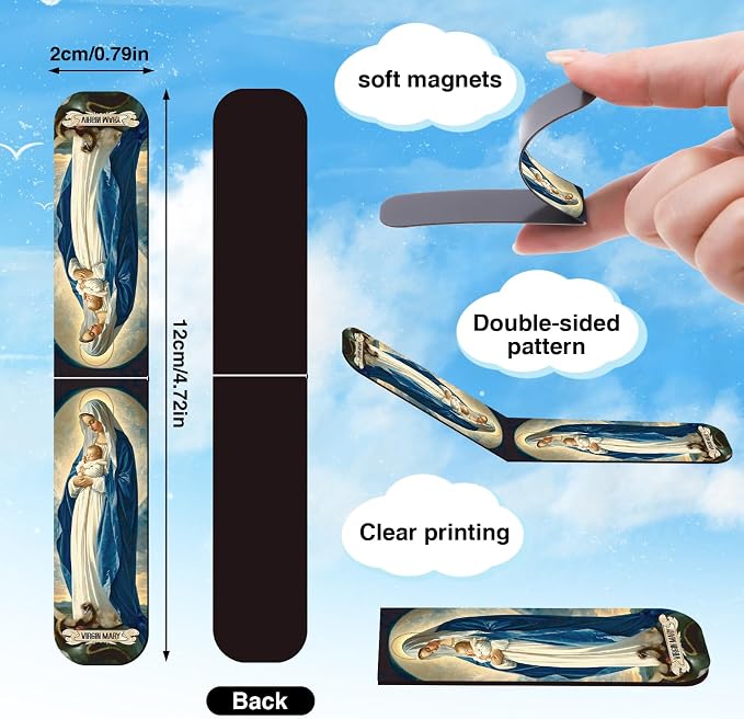 Wxiben Catholic Magnetic Bookmarks Gifts - 30 Pcs Christian Religious Book Mark Magnets Catholic Saints Magnetic Bookmark Jesus Virgin Mary Book Markers Page Clip for Women Men Sunday School Gift