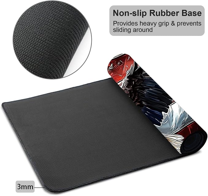 Mouse Pad Gaming Mousepad 31.5x11.8 Inch XXL Large + Coasters,Desk Mat with Stitched Edges, Non-Slip Rubber Base, Thick Mouse Pad for Computer, Laptop, Office & Home - American Flag Eagle