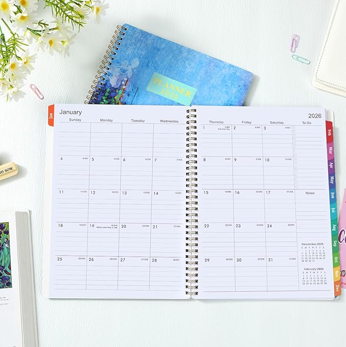 2026 Planner - 9" x 11", 2026 Planner Weekly & Monthly, JAN.2026 - DEC.2026, 2026 Calendar with Sturdy Cover, Premium Paper, Twin-wire Binding, Monthly Tabs