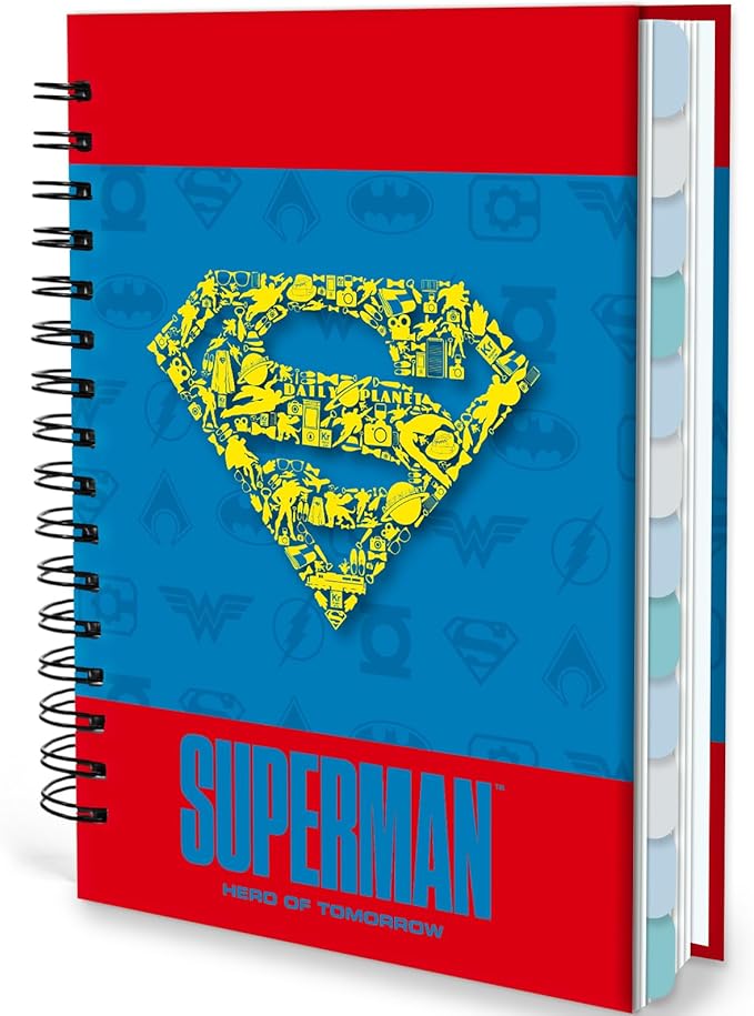Superman 2026 Planner – Superhero Undated Daily, Weekly & Monthly Planner with Calendar & Holiday Tracker, Monthly Tabs, Habit Tracker, 12 Months Spiral Agenda Book for Office School Gift Supplies