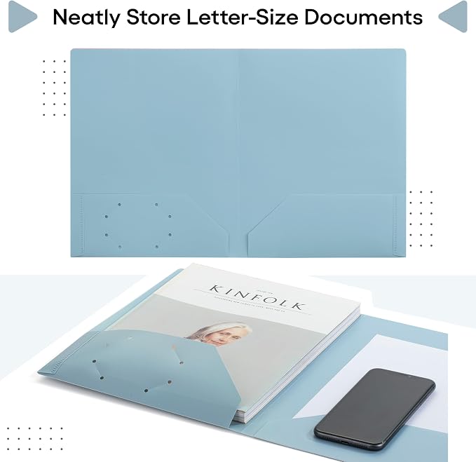 Mr. Pen- Plastic Folders with Pockets, 5 pcs, Aesthetic File Folder with Business Card Slot, 2-Pocket Folder, Back to School, Office, Filing Supplies