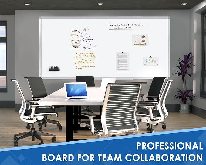 SWANCROWN Magnetic Dry Erase Whiteboard 90 x 43 inches, Large White Board Dry Erase for Wall with Silver Aluminum Frame & Marker Tray for School Office Home, 230 x 110 cm
