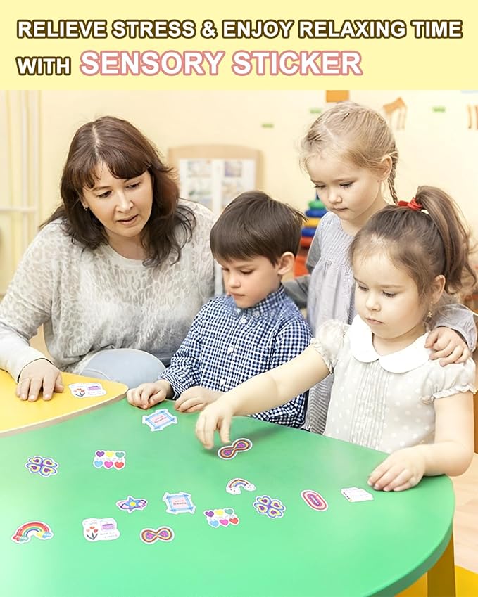 UCEC 120Pcs Calm Strips for Anxiety Sensory Stickers, Diamonds Textured Sensory Strips 12 Patterns Tactile Fidget Tool for Teens & Adults