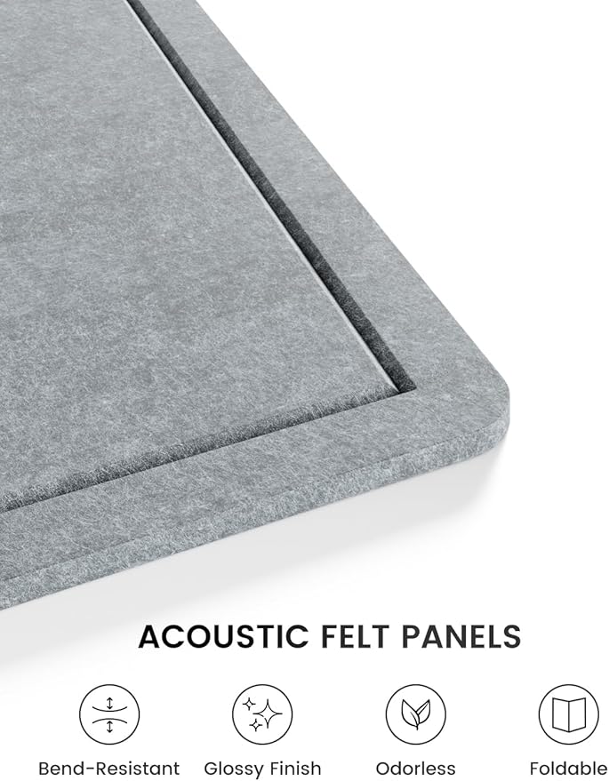 Fluxnara Bulletin Board,Cork Board Alternative with Safe Removable Adhesive Tabs, Foldable Felt Pin Board for Home Office, Classroom, Bedroom,Entryway for Walls (Blue Gray, 47.2 x 35.4 inches)