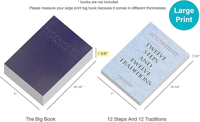 GALILEO® Large Print Double AA Big Book Cover & 12 Steps & 12 Traditions | PU Leather | AA Book Covers for Hardcover | AA Gift | Alcoholics Anonymous | Serenity Prayer (Large Print/Brown)
