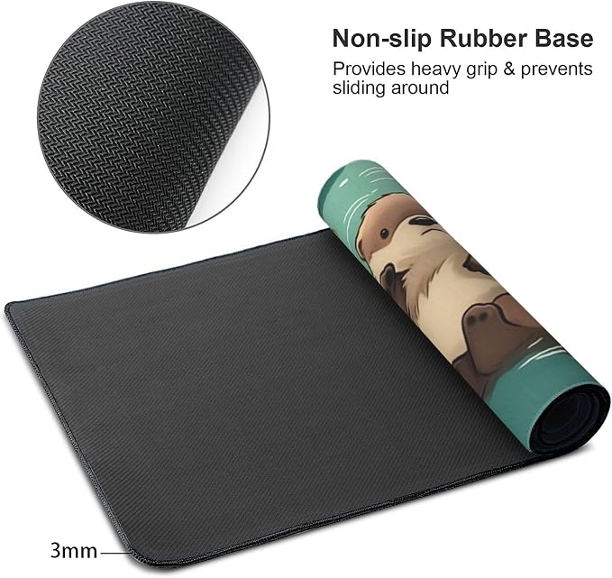35.4" x 15.7" Cute Otter Extended Mouse Pad, Kawaii Desk Mat with Non-Slip Base, Water Resistant for Gaming & Office
