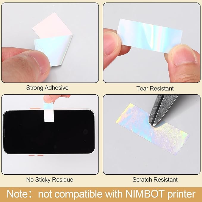 Gersoniel 1600 Pcs Label Tapes Compatible with D30 Label Printer Laminated Labeling Stickers Thermal Labels for Home Office(Holographic Silver,15 x 40 mm)