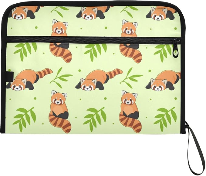 13 Pockets Expanding File Folder Cute Red Panda and Bamboo with Sticky Labels Accordion File Folder Document Organizer Letter Size A4 Papers Expandable File Keeper
