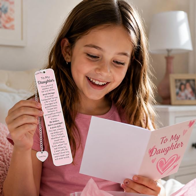 5th Grade Graduation Gifts for Girls, Graduation Gift for Daughter, Daughter Gifts from Dad Mom, Bookmark for Daughters, Pink Bookmark, Back to School Supplies for Girls
