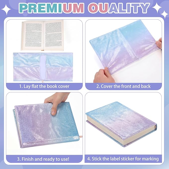 Gilprop 6 Pack Stretchable Jumbo Book Covers, Colorful Covers for Textbook Protection and Care, Washable Reusable Protective for Paperbacks Hardcover Books (Gradient,Pastel,6-9inch)