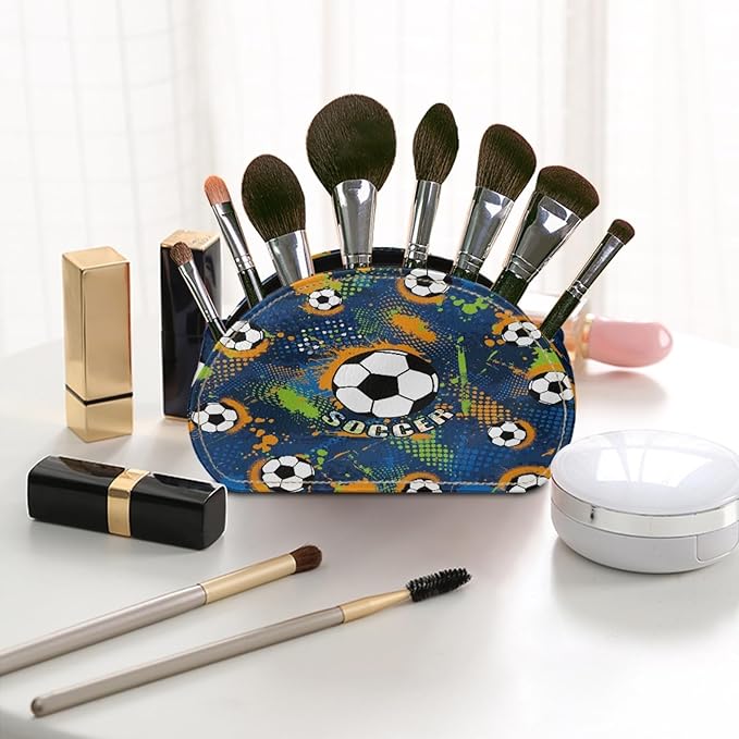 FUSURIRE Soccer Print Tv Remote Controllers Holders for Desk Bed Couch Sofa, PU Leather Desk Storage Box Multi-functional Pencil Holder,Trendy Design Home&Office Accessories