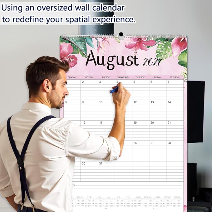 Guasslee 2026 Large Wall Calendar,20"x 30" Vertical Jumbo Hanging Wall Planner,19 Monthly Calendar from Jun. 2026 to Dec. 2027 with Lines,Spiral Binding and Notes for Easy Organizing