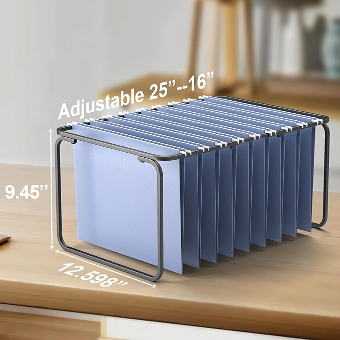 Upgraded Adjustable Hanging File Folder Frame,Legal/Letter Size,Length Adjusted 16 to 25 inches,Heavy Duty Steel File Drawer/Cabinet Organizer Insert, Hanging Folder Holder,12.598" W X 9.45" H
