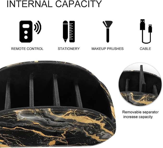 Marble Print Remote Control Holder with 5 Compartments, Lightweight Office Desk Organizers - Couch/TV Stand/Bedside Table/Home Theater Accessory - Desktop Caddy