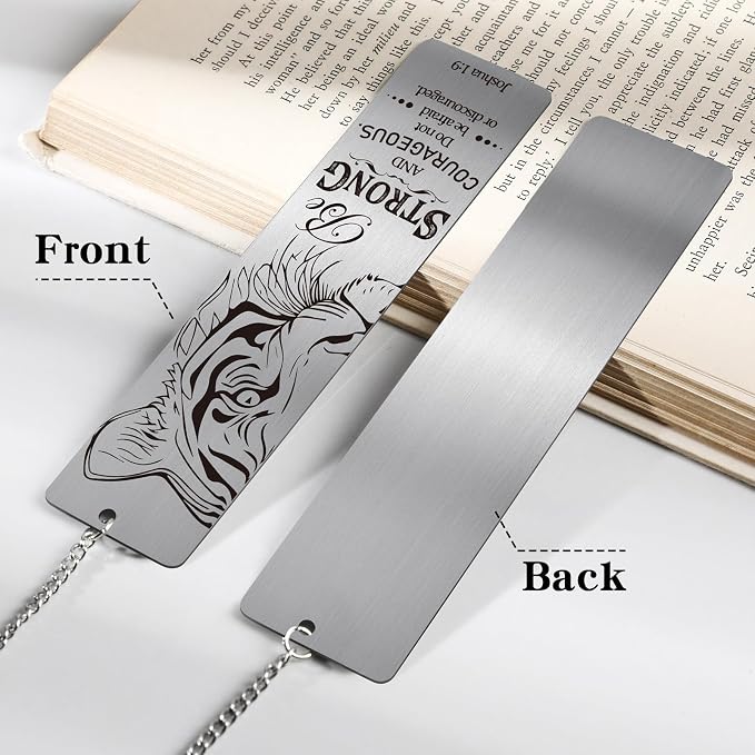 Christian Metal Bookmarks for Men - 2 Pcs Lion and Wolf Bible Verse Inspirational Gifts Book Marks Religious Cool Page Markers Reading Lovers Bookish Readers Birthday School Accessories