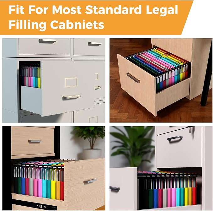 Ansook Legal Size Hanging File Folders,12 Pack Plastic Legal Size File Folders Hanging with Tabs, Heavy Duty 1 Inch Expansion, Assorted Colors, Hanging Organizers Home Office School for Filing Cabinet