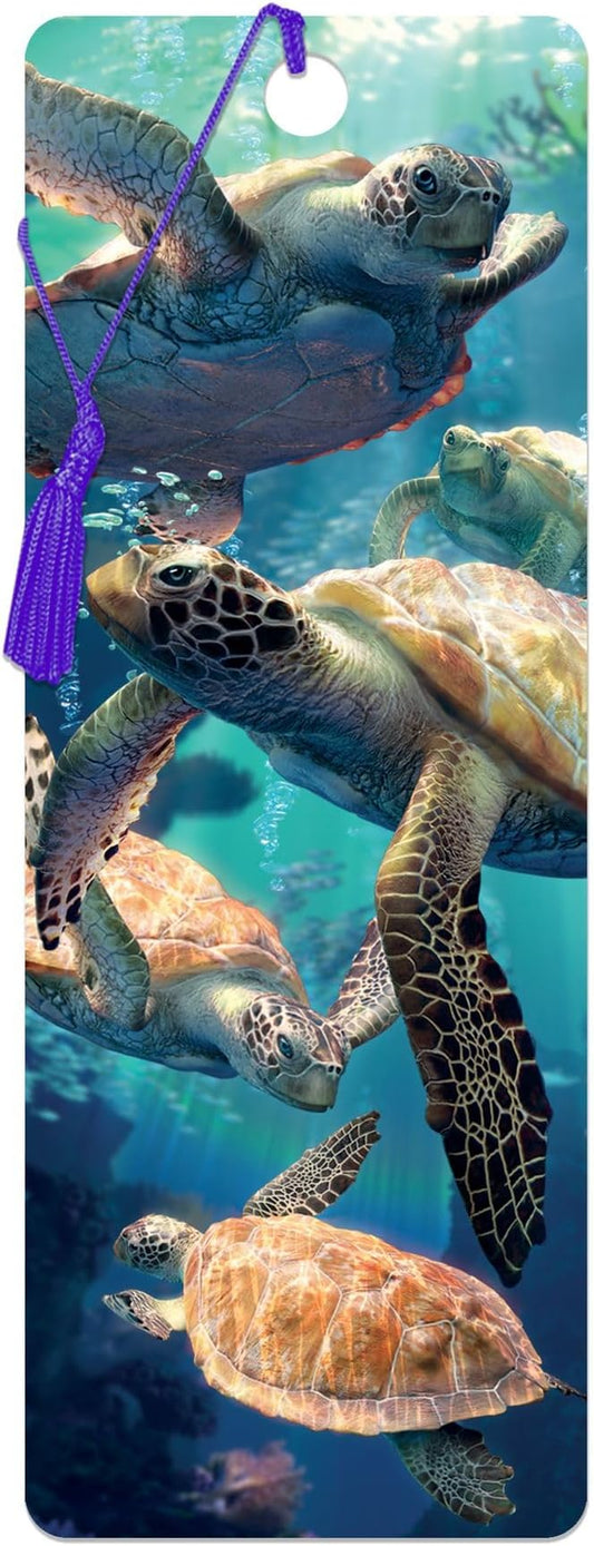 3D LiveLife Bookmark - Sea Turtle Swim from Deluxebase. Cute Lenticular Sea Turtle Page Marker. Animal Themed Accessories for Book Lovers. Small Gifts for Men, Women, Writers and Teachers.