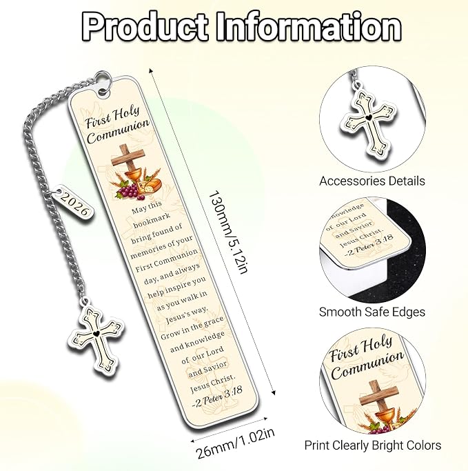 2026 First Communion Gifts for Boys Girls - 1st Communion Gifts for Boys Girls First Communion Favors Bible Bookmark Religious Christian Easter Gift for Kids Girl Boy Christian Bookmarks for Women Men
