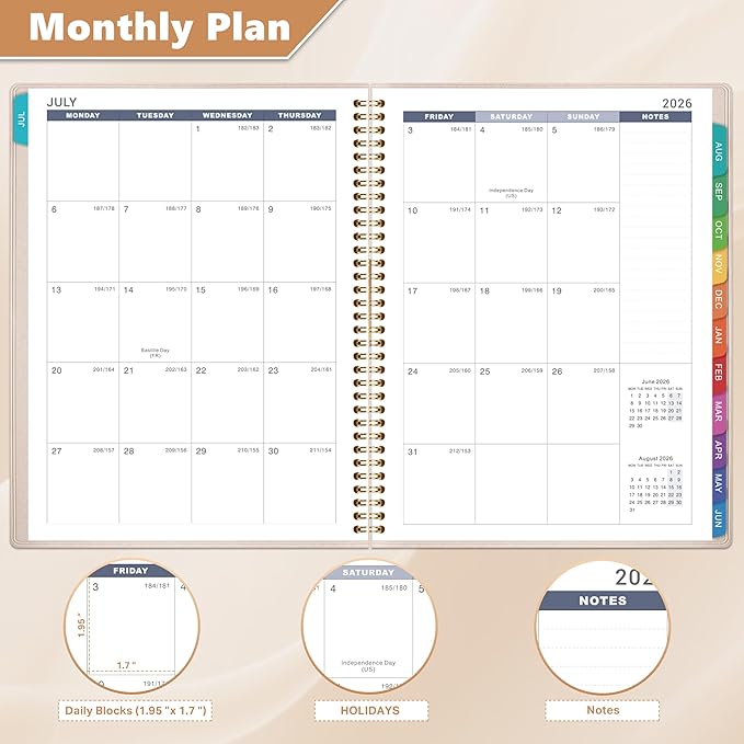 Appointment Book 2026-2027 - Daily Hourly Planner 2026-2027, July 2026 - June 2027, 8.5" x 11", 26-27 Weekly Appointment Planner with 15-Minute Interval, Flexible Soft Cover, Colorful Tabs - Off-White