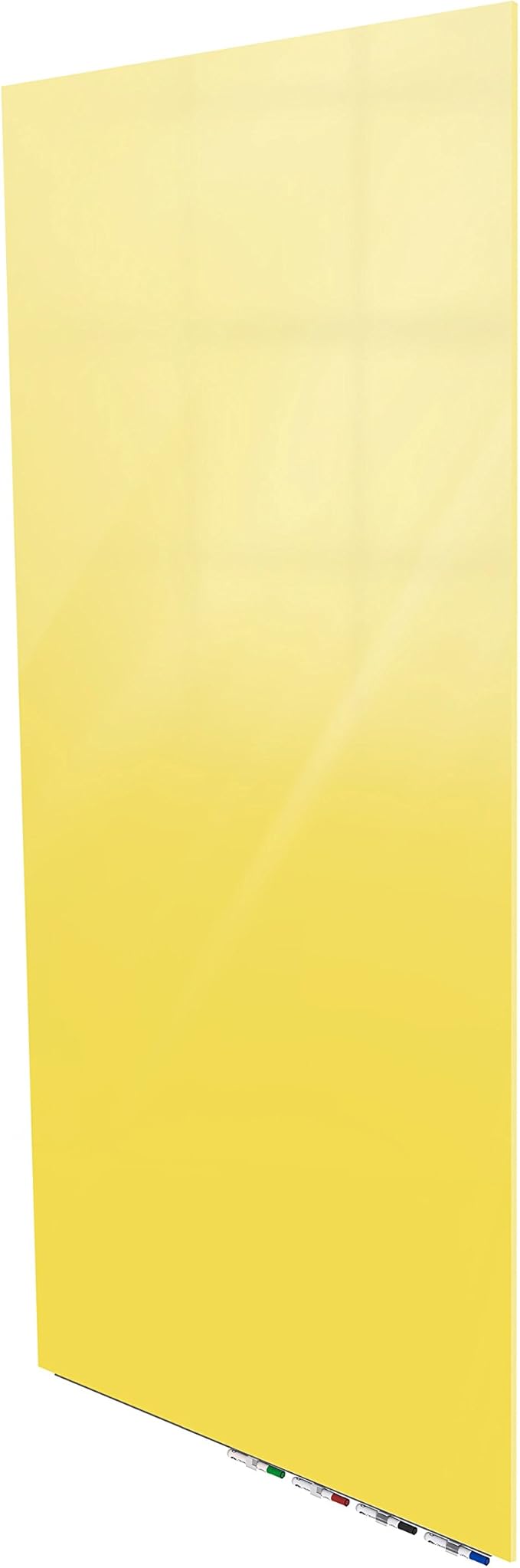 Aria 3'H x 2'W Low Profile 1/4" Glass Whiteboard - Vertical Yellow - 4 Markers and Eraser