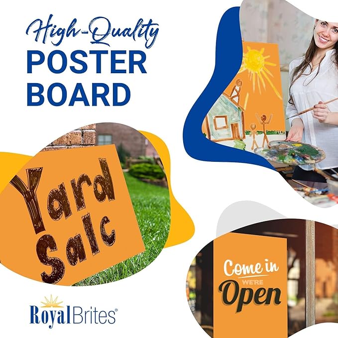 Royal Brites, Orange Poster Board, 22 x 28 Inches (25 Sheet Pack)