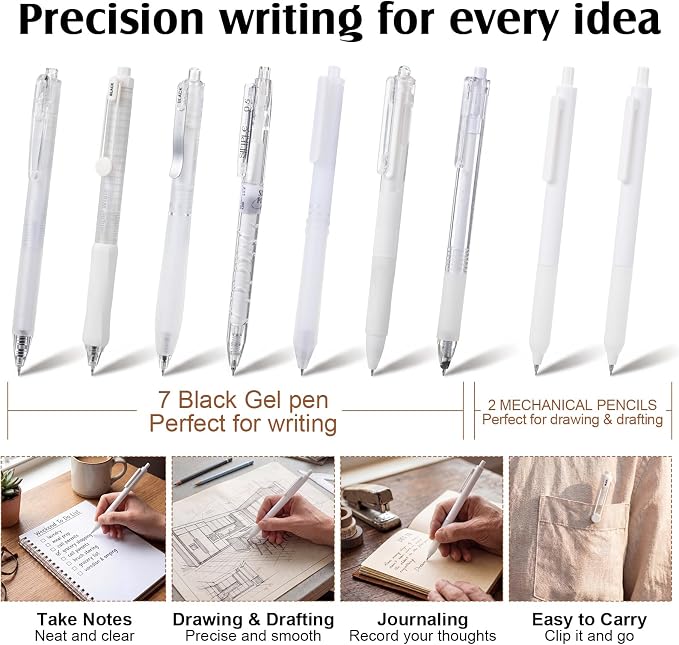 Eersida Office Desk Accessories Supplies, 26 Pcs Desk Organizer with Tape Dispenser, Stapler, Staple, Staple Remover, Scissor, Ruler, Sticky Tabs, Tape, Ballpoint Pen, Pencil, Clips for School(White)