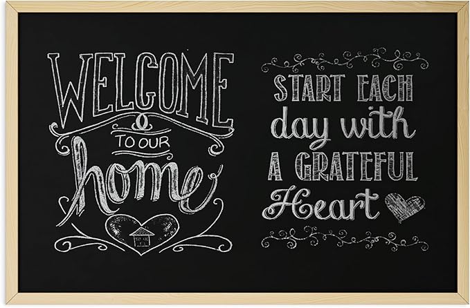 U Brands Chalkboard, 24" x 36", Birch Wood Frame, Blackboard Surface, Wall Mountable, Dry Erase Board, Home, Classroom & Office Organization, Memo & Message Board