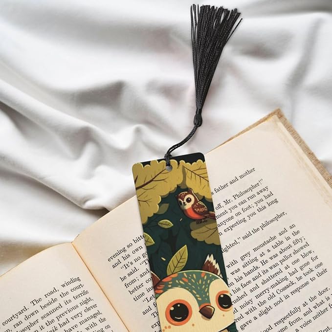 Owl Animal Cute Background_2165776 (1) 5pcs Wood Bookmarks with Tassel for Planner Reading Book Lovers Accessory Readers Men Women 4.6 X 1.2 Inch