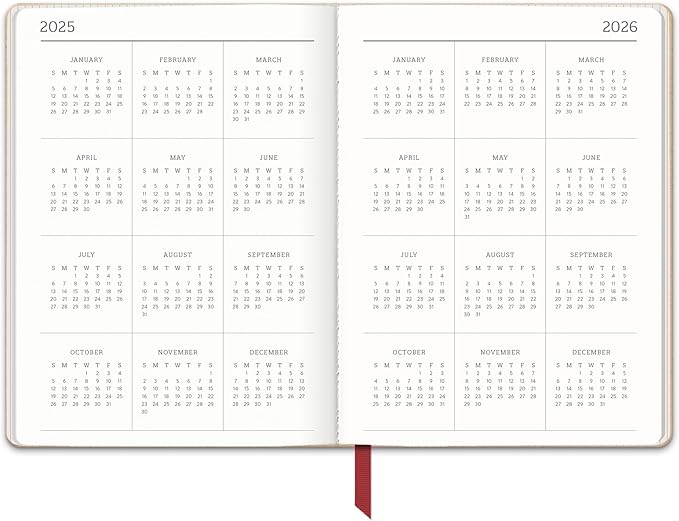 Orange Circle Studio 2026 Planner, Dots on Burgundy, 7.72" x 5.67", Medium Dual-Textured, August 2025 to December 2026, Monthly Planner, Dual-Surface Vegan Leather, Ribbon Markers