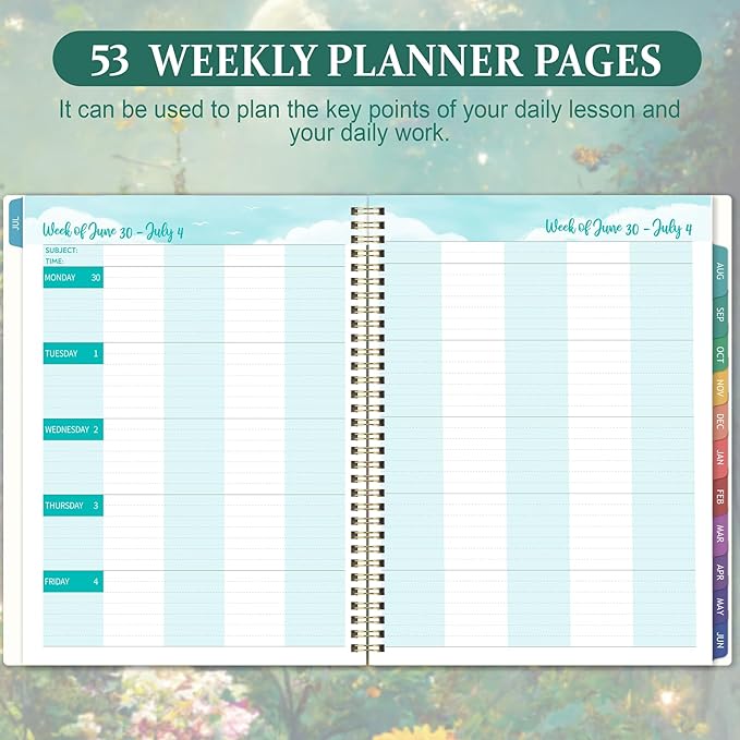 Teacher Planner 2026-2027 - Teacher Lesson Planner 2026-2027, Jul.2026 - Jun.2027, 9" x 11", Academic Planners Weekly and Monthly, Lesson Plan Book for Teachers with pocket, Tabs - Dreaming Moon
