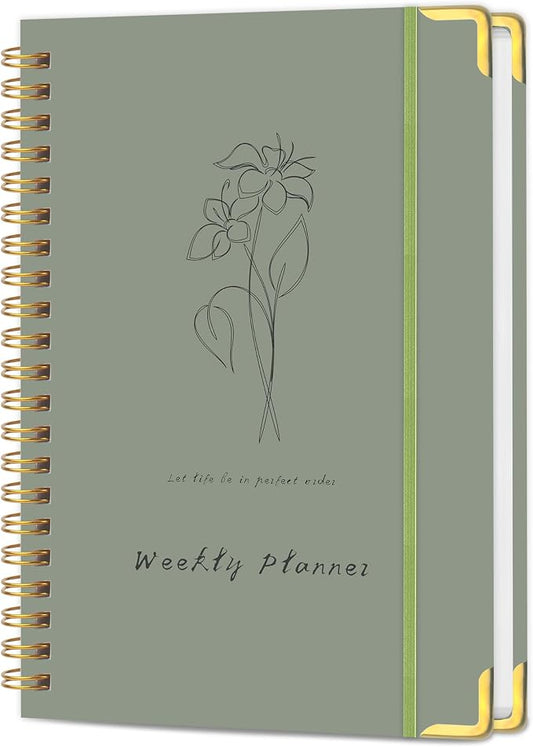 Undated Weekly Planner, Weekly To Do List Notebook with Goal & Habit Tracker Organizer, A5 5.8" x 8.0" Weekly Planner Notebook with Spiral Binding for Men or Women