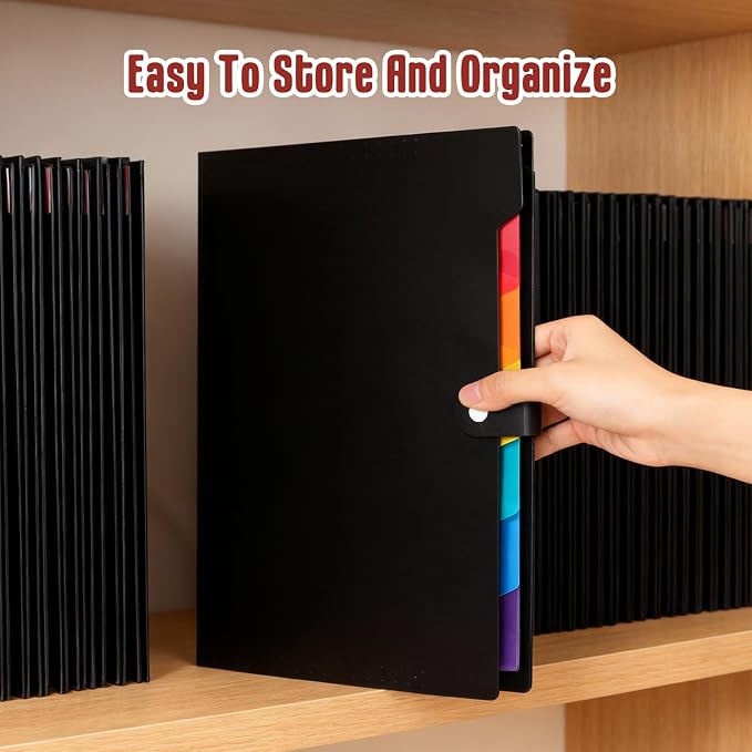 12 PCS Expanding File Folder Set with Labels - Premium A4 Letter Size Accordion Folder, Multi-Color Plastic Accordion File Organizer for Office Home Supplies