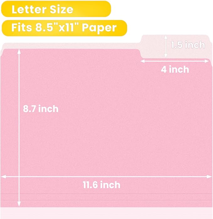 SUNEE File Folders, 150 Pack Manilla Folders 8.5 x 11, Colored File Folders Home Office School Supplies for Documents Files Paper, 6 Bright Colors