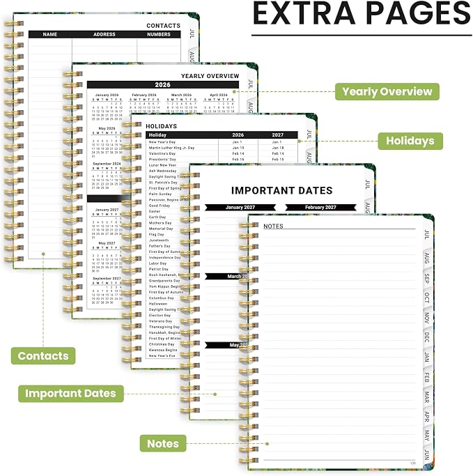 Planner 2026–2027, Academic Planner Weekly and Monthly Calendar Jul 2026 – Jun 2027 Hardcover Planner with Tabs and Pocket, Spiral Bound Agenda Book for Student & Teacher, 6.3" x 8.5", Hidden Familiar
