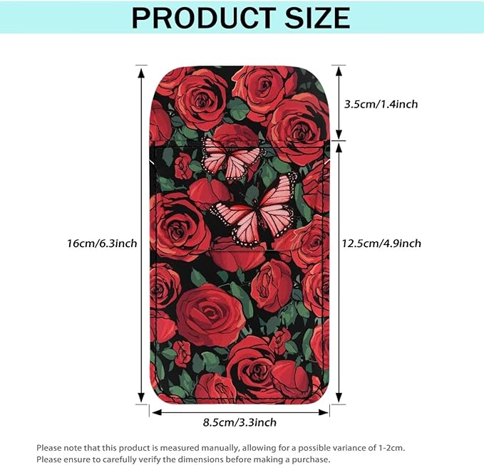 chaqlin Red Rose Butterfly Print Pocket Protector, Fashion Leather Pocket Pen Holder Organizer Pouch for Shirts Lab Coats Pants Pen Sleeve