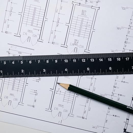 Metal Ruler 12 inch, Aluminum Rule with Metric and Imperial Measurement, 30 cm Long Straight Ruler with Inch and MM Conversion Table for Students and Office Supplies, 2 Pack
