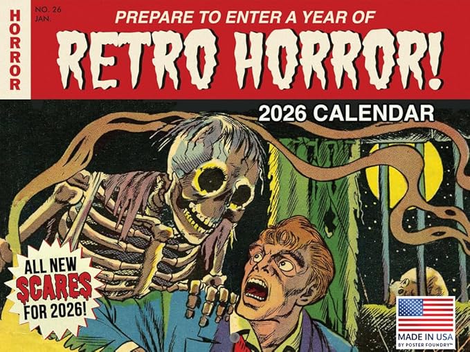 Retro Horror Calendar 2026 Classic Monsters Monthly Wall Calender 12 Month | American Made In The USA