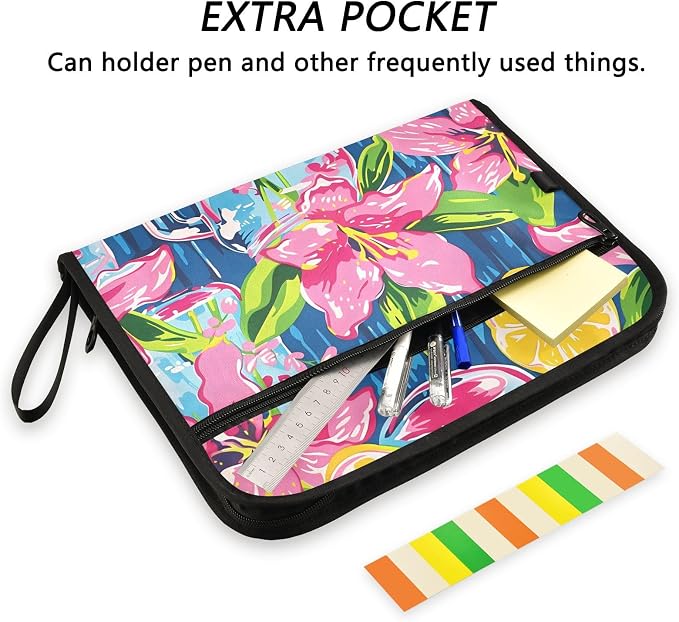 Expanding File Folder Lily Pulitzer Mason Jars Accordion File Organizer 13 Pockets Document Organizer with Zipper Labels A4 Letter Office Storage