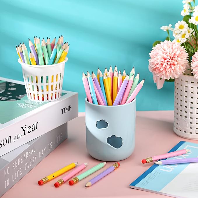 Nezyo 80 Pcs Mini Golf Pencils with Eraser 2 HB 4 Inch Half Pencils Hexagon Pre-sharpened Color Pen for Bridal Wedding Classroom School Office(Candy Color,Heart Style)