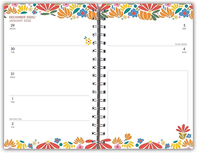 Folksy Florals 2026 Weekly & Monthly Planner, 12-Month Engagement Calendar with Hand-Drawn Folk Art Floral Design and Boho Botanical Patterns, 2026, 6" × 9"
