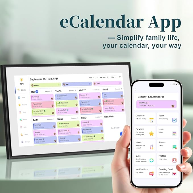 BQQJDD 21.5 Inch Digital Calendar Wall Touchscreen, Smart Chore Chart+Monthly and Weekly Planner, 1920 * 1080 Pixels Electronic Calendar, Gifts for Women Men, Gifts for Mom
