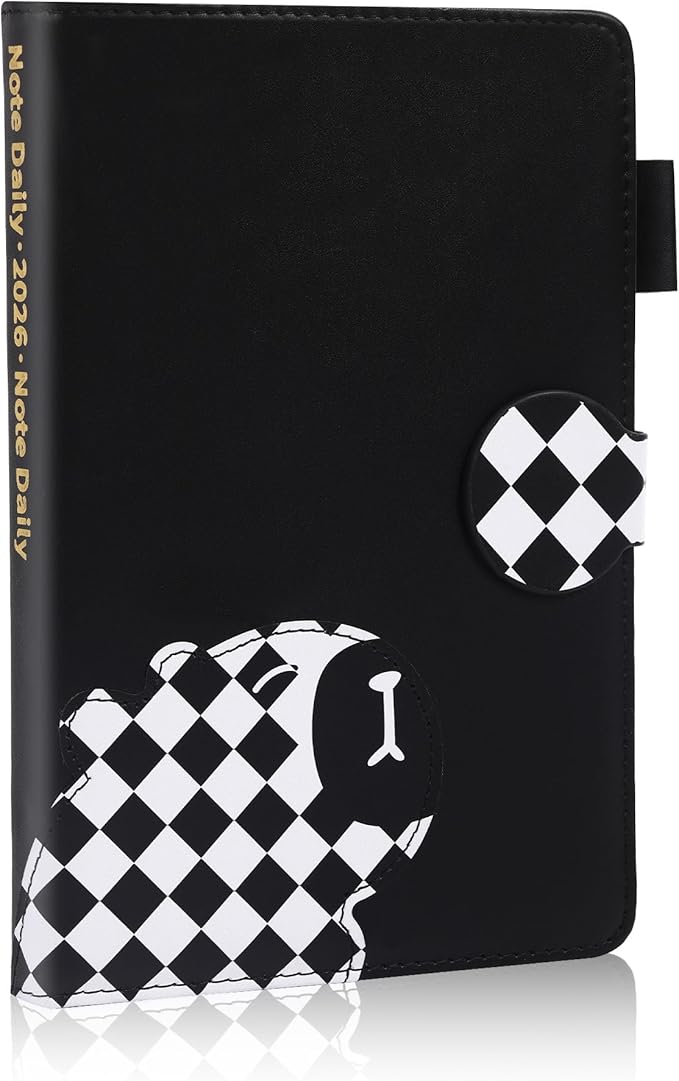 2026 Year Planner Magnetic Buckle 12 Month Hardcover Weekly and Monthly Calendar Planner 5.5" x 8.3" Soft Leather Bound Cute Planner Goal Habit Tracker Organizer Planning Book with Tabs ,Daily Schedule School Office Schedule for Women Men（Black）